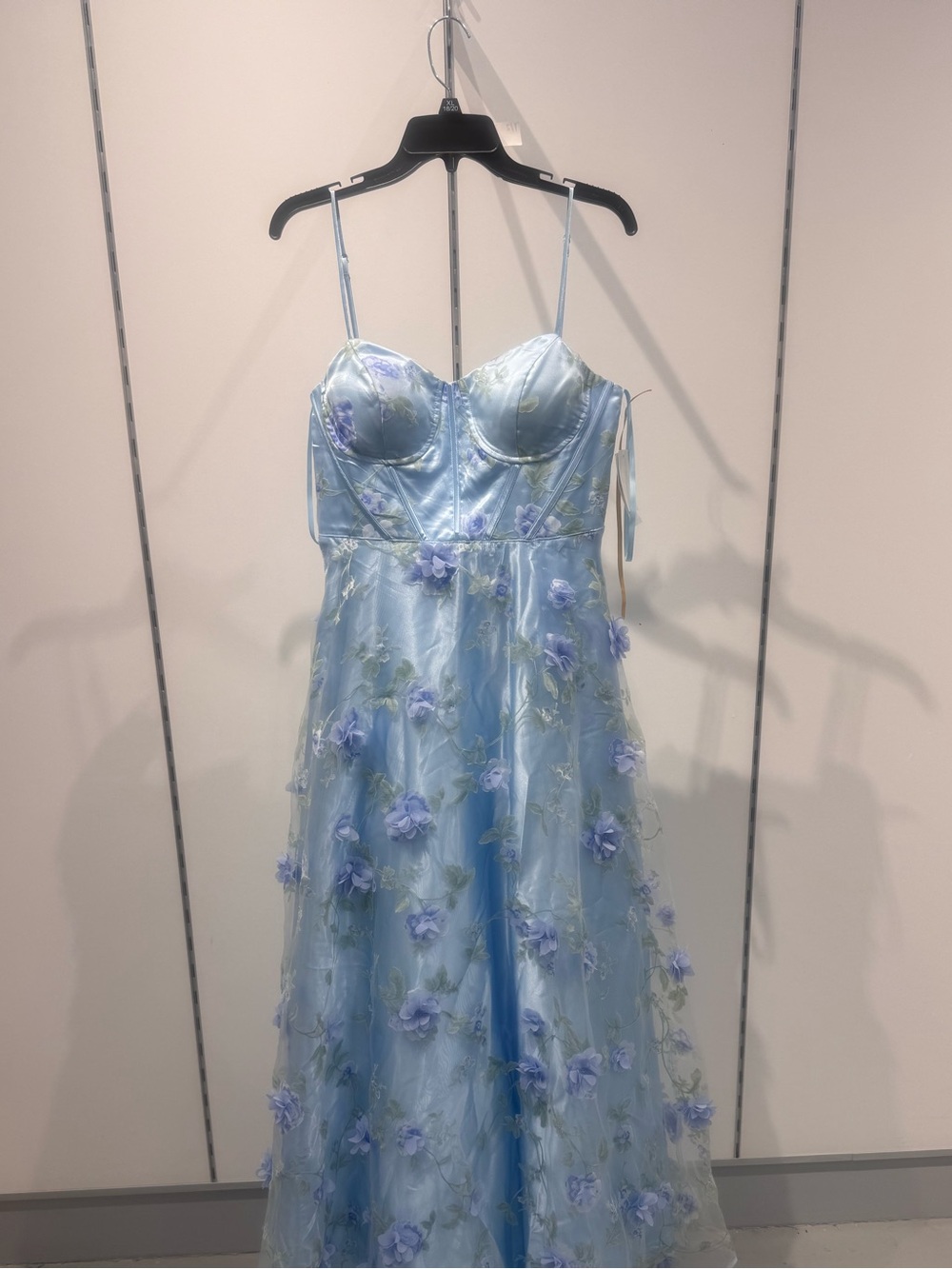 Say Yes Juniors Floral Embellished Gown - Ivory/Periwinkle SIZE:13/14 MSRP $199